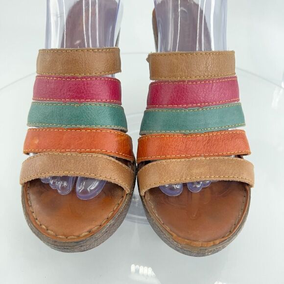 Born Women's Lumi Sandal Size 10 Wedge Platform Slide Strappy Multicolor Leather - Picture 7 of 16